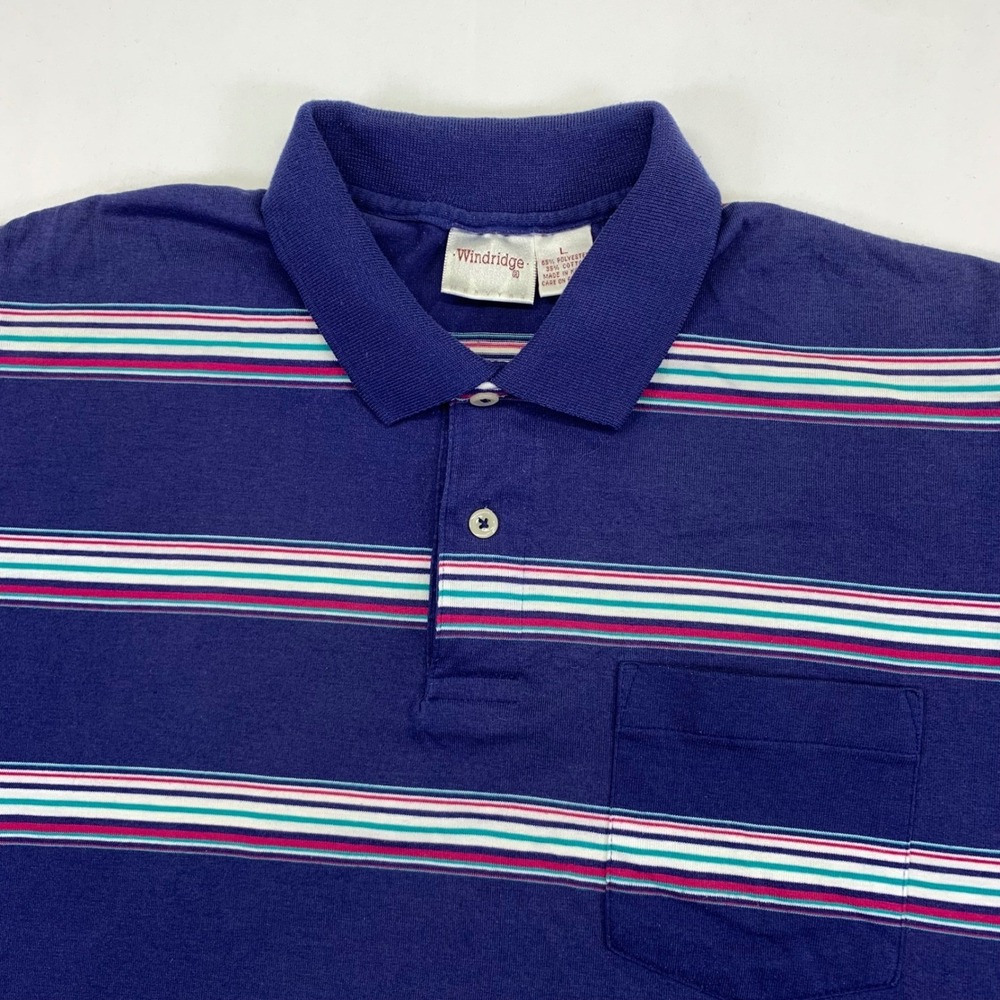 Vintage Windridge Mervyns Striped Polo Shirt Mens Large‎ Short Sleeve Golf